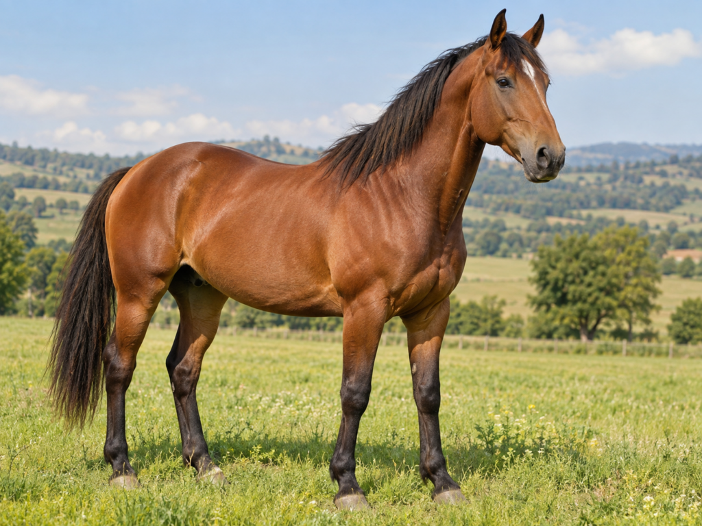 Caballo adulto mostrando sus principales características físicas