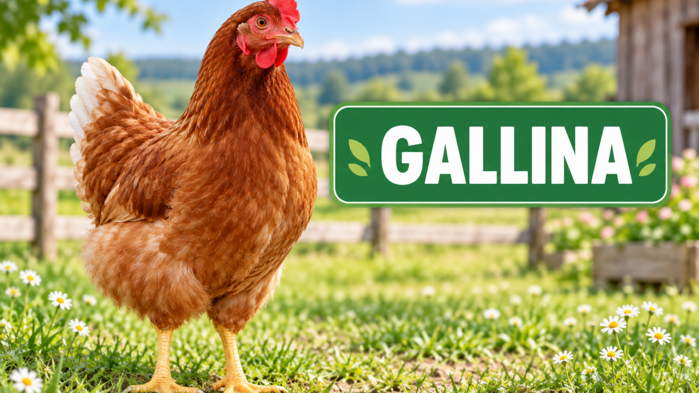 gallina en el cesped