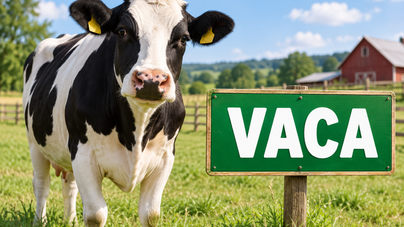 la vaca pasteando